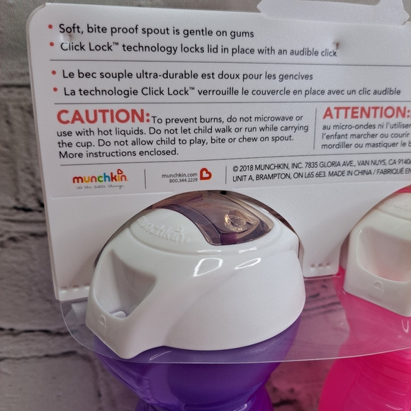 'MUNCHKIN' CLICK~LOCK BITE~PROOF SPILL PROOF LEAK PROOF 2-PACK SIPPY CUPS - Picture 7 of 11